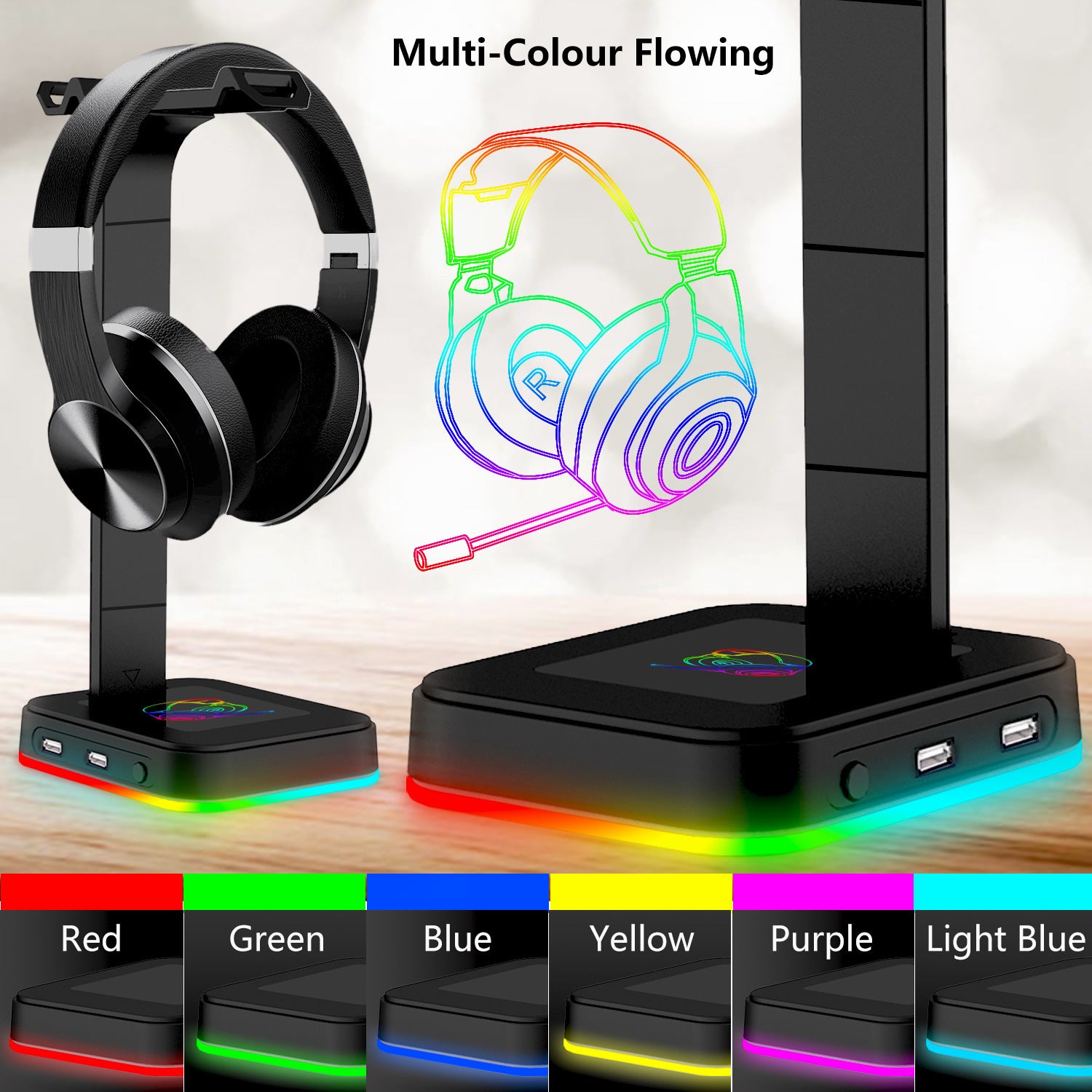 Headphone stand color changing rgb