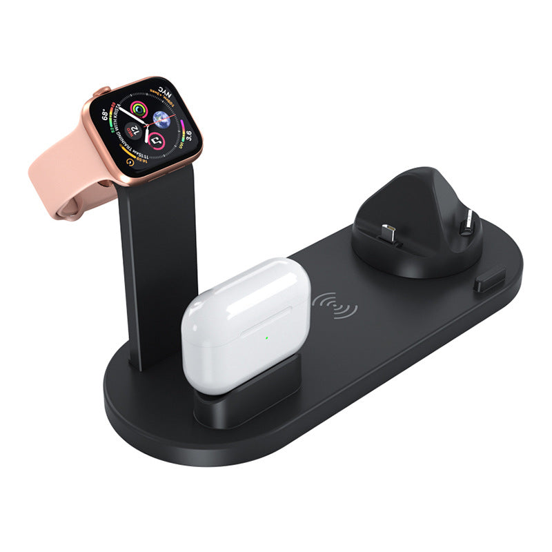 Mobile phone wireless charger Bluetooth headset wireless charging desktop bracket six-in-one wireless charging